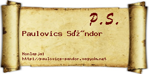 Paulovics Sándor névjegykártya